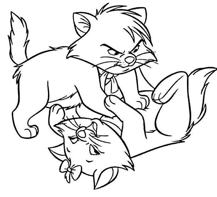 coloriage aristochat bataille de chatons
